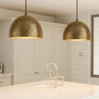 hammered brass dome ceiling light for kitchen island