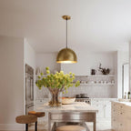 hammered brass dome ceiling light for kitchen island
