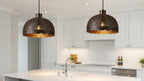 Handmade Moroccan Brass Pendant Light – Antique Dome Hanging Lamp with Scalloped Edge
