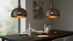 Handmade Moroccan Brass Pendant Light – Antique Dome Hanging Lamp with Scalloped Edge