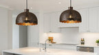 Handmade Moroccan Brass Pendant Light – Antique Dome Hanging Lamp with Scalloped Edge