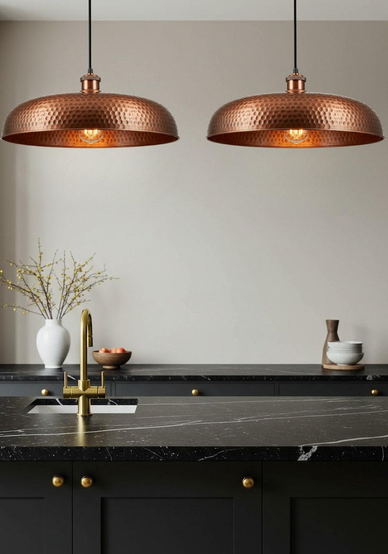 Hammered Copper Pendant Light Moroccan Dome Lamp