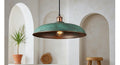 Green Patina Copper Disc Pendant Light – Handmade Rustic Ceiling Lamp for Kitchen Island and Dining Room
