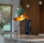Handmade Oxidized Copper Green Patina Pendant Light